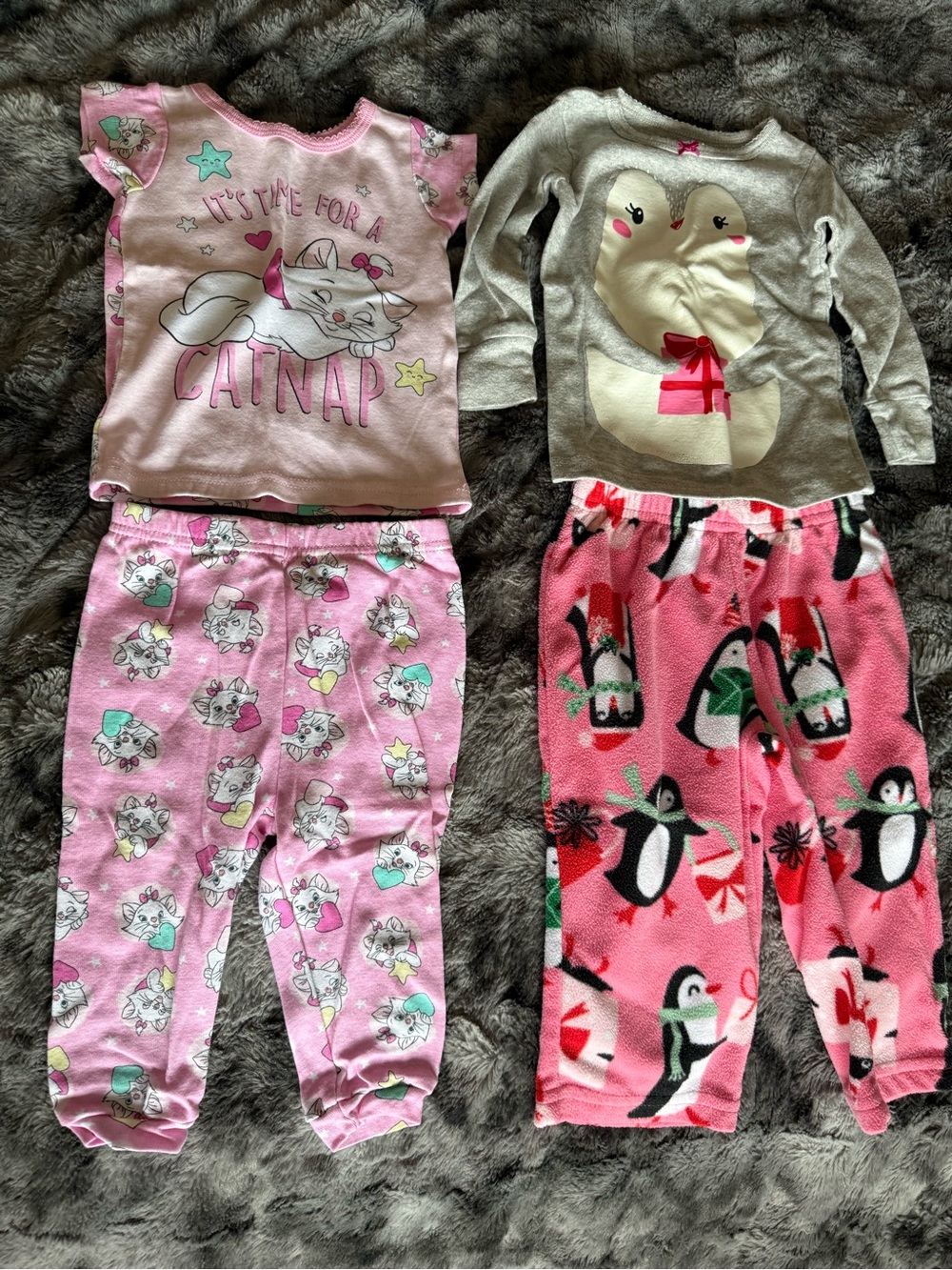 Disney Marie Carter’s Penguin 12M Baby Girl Pajamas 2 Sets